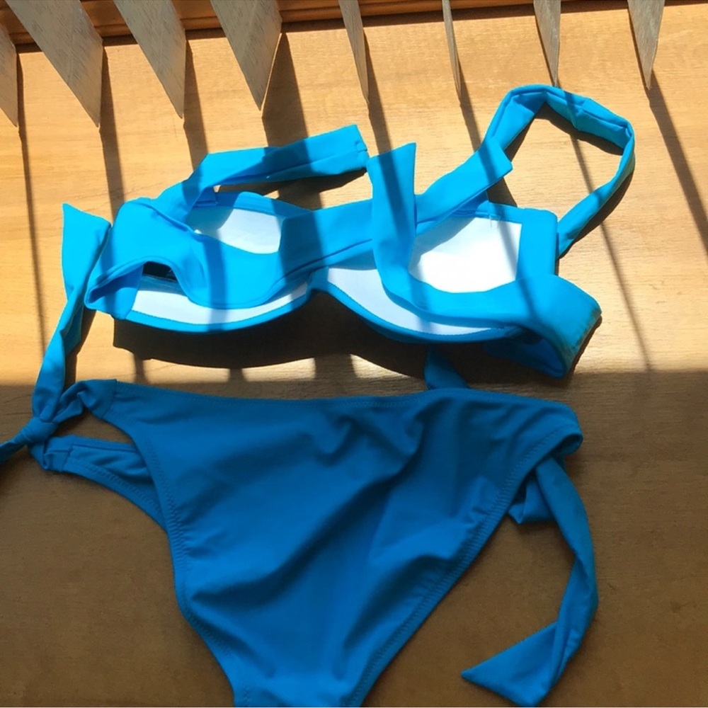 🩵✨Vivid Turquoise Ruched Tie Bikini by ABS 💎 - Picture 5 of 5